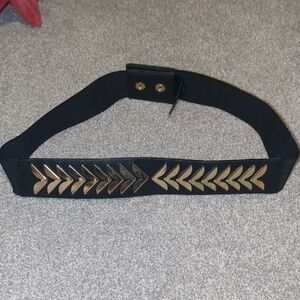 Express Black Belt with Gold Chevron Accents